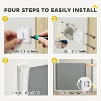 PawHut Retractable Pet Safety Gate, Folding Dog Barrier, Grey(m-6)