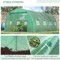 Outsunny Walk-in Polytunnel Greenhouse - Outdoor Garden Tunnel Greenhouse Tent with Zipped Roll-Up Door and 8 Mesh Windows, 6 x 3M(m-17)