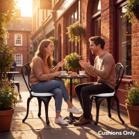 Outsunny Outdoor Bistro Chair Cushions Set of 4 with Removable Cover, 41 x 41 x 5 cm Round Seat Cushions with Ties, White(m-8)