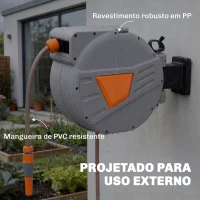 Outsunny Carretel de Mangueira para Jardim 30+2 m com Bocal de 2 Modos Bloqueio Automático e Retracção Orientável 180° Laranja(m-8)