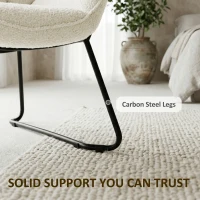 HOMCOM Moderner Akzentstuhl, Sherpa-Fleece gepolsterter Sessel mit breiter Rückenlehne und Stahlbeinen, einfache Montage, Weiß(m-7)