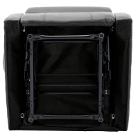 Poltrona letto relax regolabile manualmente con poggiapiedi, in metallo, 80x90x100 cm, Nero(m-9)