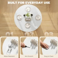 HOMCOM Folding Dining Table, Drop Leaf Table with Open Shelf, Rolling Kitchen Table for Dining Room, Small Spaces, White Marble(m-6)