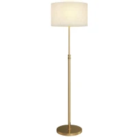 HOMCOM Floor Lamp with Remote, Height Adjustable Standing Lamp with Linen Shade, Dimmable with 3000K-6000K Adjustable Colour Temperatures, Foot Switch for Living Room Bedroom Office, Gold Tone(m-11)