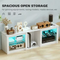 HOMCOM 70in TV Stand, with LED Lights and Storage - White(m-5)