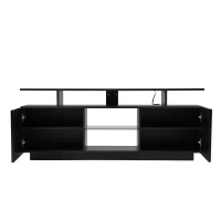 Mobile TV a 5 ripiani aperti con strisce LED autoadesive, 140x35x55 cm, Nero(m-8)
