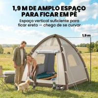 Outsunny Tenda Insuflável com Rede Mosquiteira para 3 Pessoas UPF30+ Bolsa Montagem Rápida Impermeável 220x220x200 cm Creme(m-5)