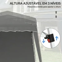 Outsunny Tenda Dobrável com 2 Paredes Laterais Altura Ajustável Proteção UV50+ e Bolsa de Transporte 240x240x250 cm Cinza(m-6)
