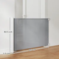 PawHut Retractable Pet Safety Gate, Folding Dog Barrier, Grey(m-3)