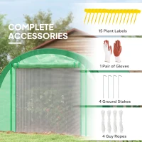 Outsunny 6 x 3(m) Polytunnel Greenhouse with Upgraded Structure, Mesh Door and Windows, 15 Plant Labels, Green(m-8)