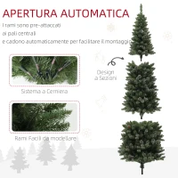 HOMCOM Albero di Natale Innevato Alto 225 cm con 980 Rami, Pigne e Base in Acciaio(m-6)