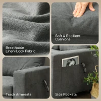 HOMCOM Pull Out Sofa Bed with 113 x 49cm storage space - Charcoal Grey(m-7)
