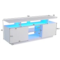 Mobile TV a 5 ripiani aperti con strisce LED autoadesive, 140x35x55 cm, Bianco(m-3)