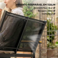 Outsunny Conjunto de Jardim Exterior de 4 Peças com Sofá de 2 Lugares 2 Cadeiras e Mesa de Vidro Temperado Tecido Textilene Preto(m-5)