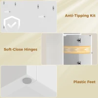 HOMCOM Kast boven de wasmachine met Soft-Close scharnieren, moderne badkamerorganizer boven toilet met open vakken(m-7)