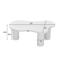 Tavolino a forma di nuvola con 3 gambe in PVC, 107x66x40.5 cm, Bianco(m-3)