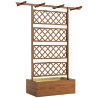 Outsunny Wooden Trellis Planter Box, Raised Garden Bed to Grow Vegetables, Herbs and Flowers, Orange(m-1)
