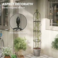 Outsunny Set 2 Suporturi pentru Plante Cățărătoare, Înălțime 1,7 m, din Oțel Antirugină cu Decorațiuni, Negru(m-5)