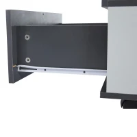 Tavolino da salotto regolabile in altezza con leva idraulica e 4 ruote girevoli, 100x98x65 cm, Grigio e Bianco(m-10)