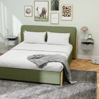 HOMCOM 2 Mesitas de Noche Flotantes con 1 Cajón y Estante Abierto Diseño Moderno 35x32x22,5 cm Gris(m-8)