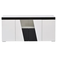 Madia per soggiorno, ante centrali smussate, 140x40x65 cm, Bianco+Nero(m-2)
