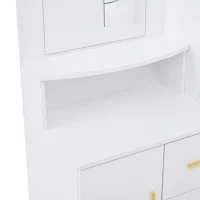 Mobile da ingresso multiuso con specchio e scarpiera, 2 cassetti e 2 ante, 90x40x180 cm, Bianco(m-12)