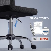 Vinsetto Krzesło Biurowe do Biurka, Regulowane Wysokościowo, Siatka, 43 cm x 58 cm x 100 cm, Czarne(m-7)