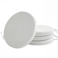 Outsunny Outdoor Bistro Chair Cushions Set of 4 with Removable Cover, 41 x 41 x 5 cm Round Seat Cushions with Ties, White(m-11)