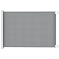 PawHut Barreira de Segurança para Cães Extensível Grade Retrátil para Animais de Estimação com Extensão Aço e Tecido de Textilene para Escadas e Portas 5,5-115x5,5x82,5cm Cinza(m-1)