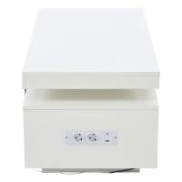 Tavolino da salotto a LED RGB con spazio portaoggetti aperto e chiuso, 100x50x43 cm, Bianco(m-10)