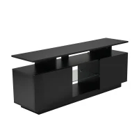Mobile TV a 5 ripiani aperti con strisce LED autoadesive, 140x35x55 cm, Nero(m-9)