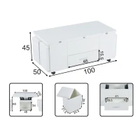 Tavolino multiuso con 4 sgabelli nascosti, 100x50x45 cm, Bianco(m-3)