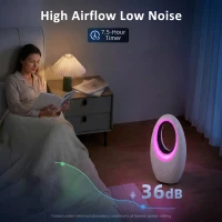 HOMCOM Bladeless Turmventilator, 36dB leiser Ventilator mit 60° Oszillation, LED-Beleuchtung, 3 Geschwindigkeiten, 7,5-Stunden-Timer, Fernbedienung(m-5)