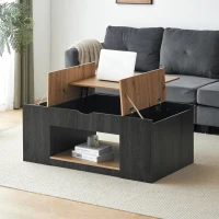 Tavolino da salotto regolabile in altezza con spazio a scomparsa, 109.5x59.7x43 cm, Grigio e Marrone(m-4)