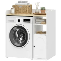 HOMCOM Dulap peste mașina de spălat cu balamale soft-close, organizator modern pentru baie peste toaletă cu rafturi deschise(m-6)