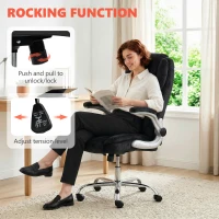 HOMCOM Scaun de birou ergonomic cu spătar înalt brațe rabatabile șezut cu arcuri înălțime reglabilă Negru(m-4)