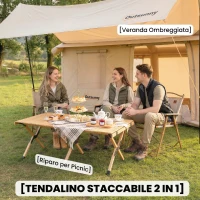 Outsunny Tenda Campeggio 4 Stagioni Gonfiabile, Impermeabile 3000mm con Pompa, 3.2x2.3x2 m, Kaki(m-5)