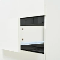 Madia per soggiorno con 6 cassetti, 3 gambe metalliche robuste, 140x39,5x78,5 cm, Bianco+Nero(m-11)