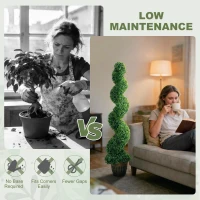 HOMCOM Set of 2 Artificial Plants, Topiary Spiral Boxwood Trees with Pot, for Home Indoor Outdoor Decor, 150cm(m-5)