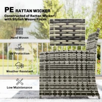 Outsunny 6 Piece Rattan Garden Furniture, Space-Saving Patio Furniture Set with Nesting Tables, Chairs, Stools, Cushions, Grey(m-6)