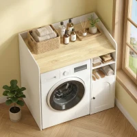 HOMCOM Kast boven de wasmachine met Soft-Close scharnieren, moderne badkamerorganizer boven toilet met open vakken(m-8)