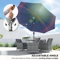 Outsunny 3 m Garden Parasol Umbrellas, Outdoor Sun Shade with 8 Ribs, Tilt and Crank Handle, Navy Blue(m-4)