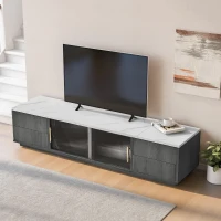 Mobile TV basso a 4 cassetti effetto marmo, 160x40x38.5 cm, Grigio(m-5)