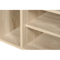 Mobile basso con ante a lamelle, foro passacavi e gambe in metallo, 160x40x47 cm, Color legno(m-10)