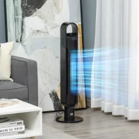 HOMCOM Ventilateur colonne à ions négatifs oscillant 80°, télécommande écran LED 60 W, minuterie 12H, 3 modes 3 vitesses, noir(m-10)