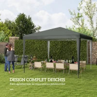 Pavilion Outsunny de Grădină 3x3 m Portabil cu Acoperire Anti UV, Gri(m-4)