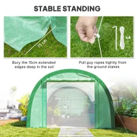 Outsunny 6 x 3(m) Polytunnel Greenhouse with Upgraded Structure, Mesh Door and Windows, 15 Plant Labels, Green(m-7)