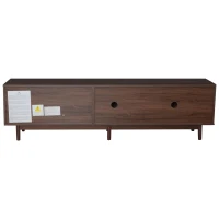 Mobile TV basso con ante in rattan, 3 ante e 2 cassetti, 190x40x52 cm, Marrone(m-8)