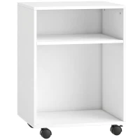 HOMCOM Suport pentru imprimantă Masă pentru imprimantă cu 2 rafturi deschise roți cu frână pentru birou Acasă Fax Scanner 40 x 35 x 56 cm Alb(m-1)