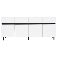 Madia laccata lucida, 4 cassetti, 2 ante con ripiani regolabili, 160x40x68 cm, Bianco(m-2)